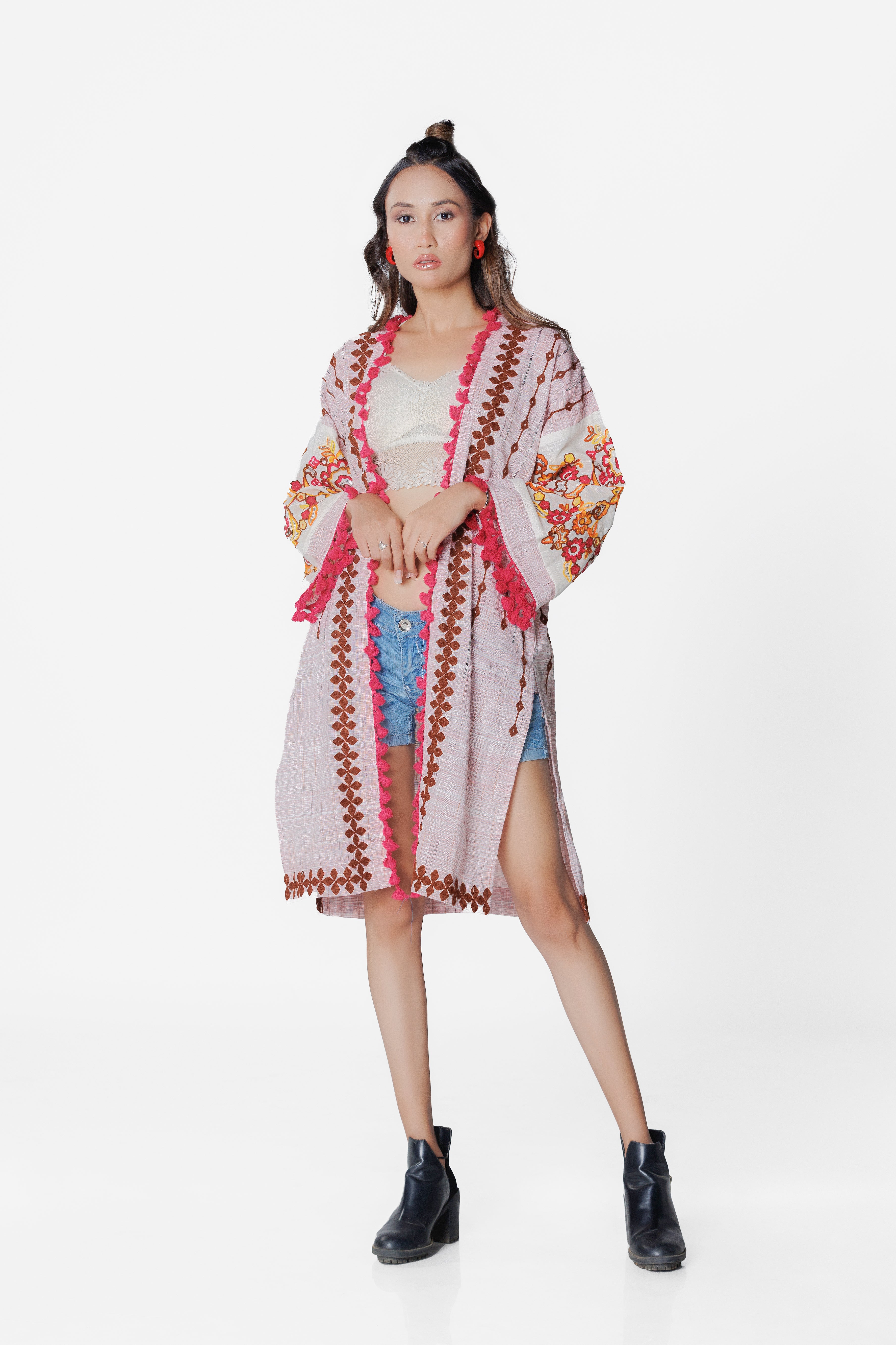 Embroidered Linen Shrug
