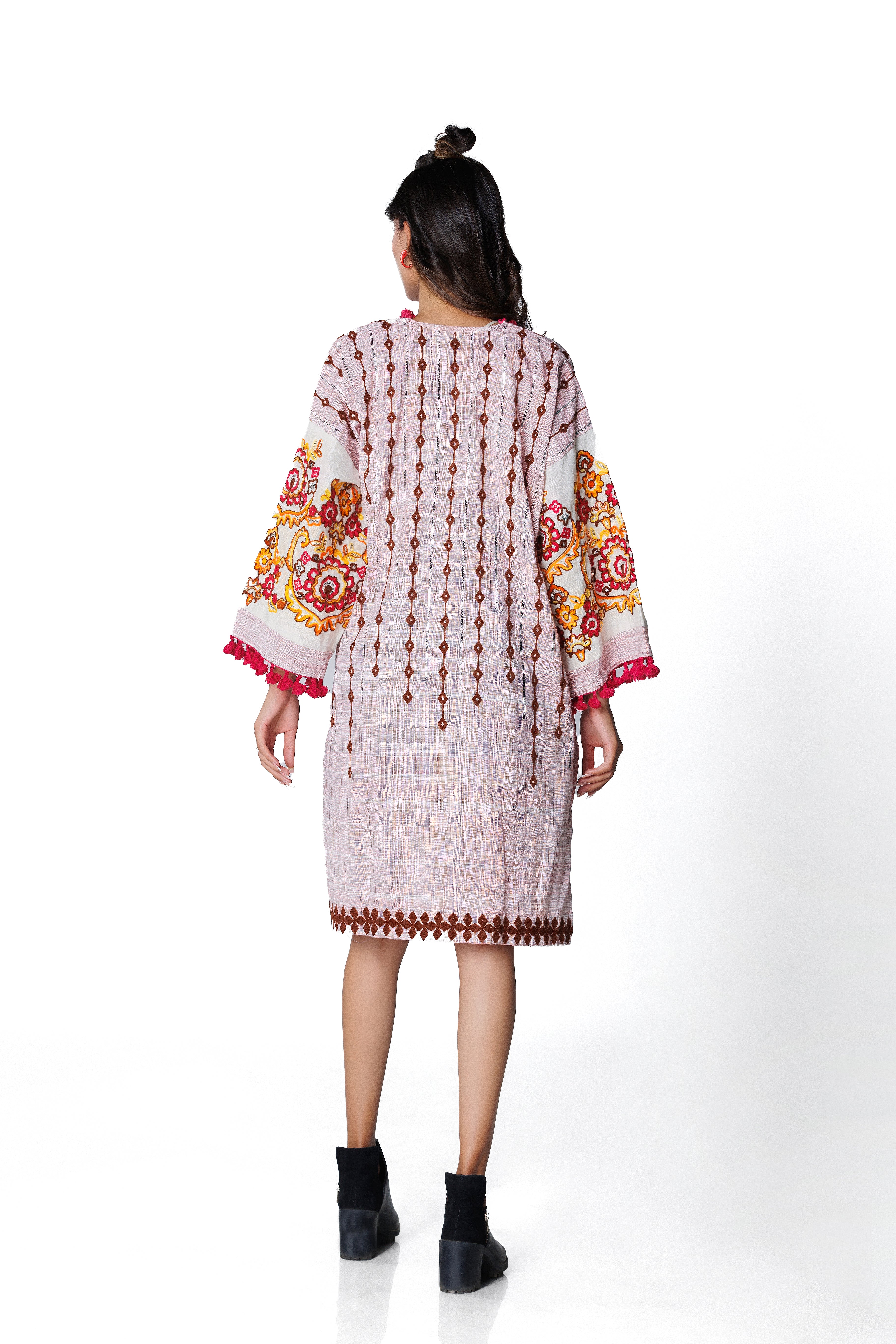 Embroidered Linen Shrug