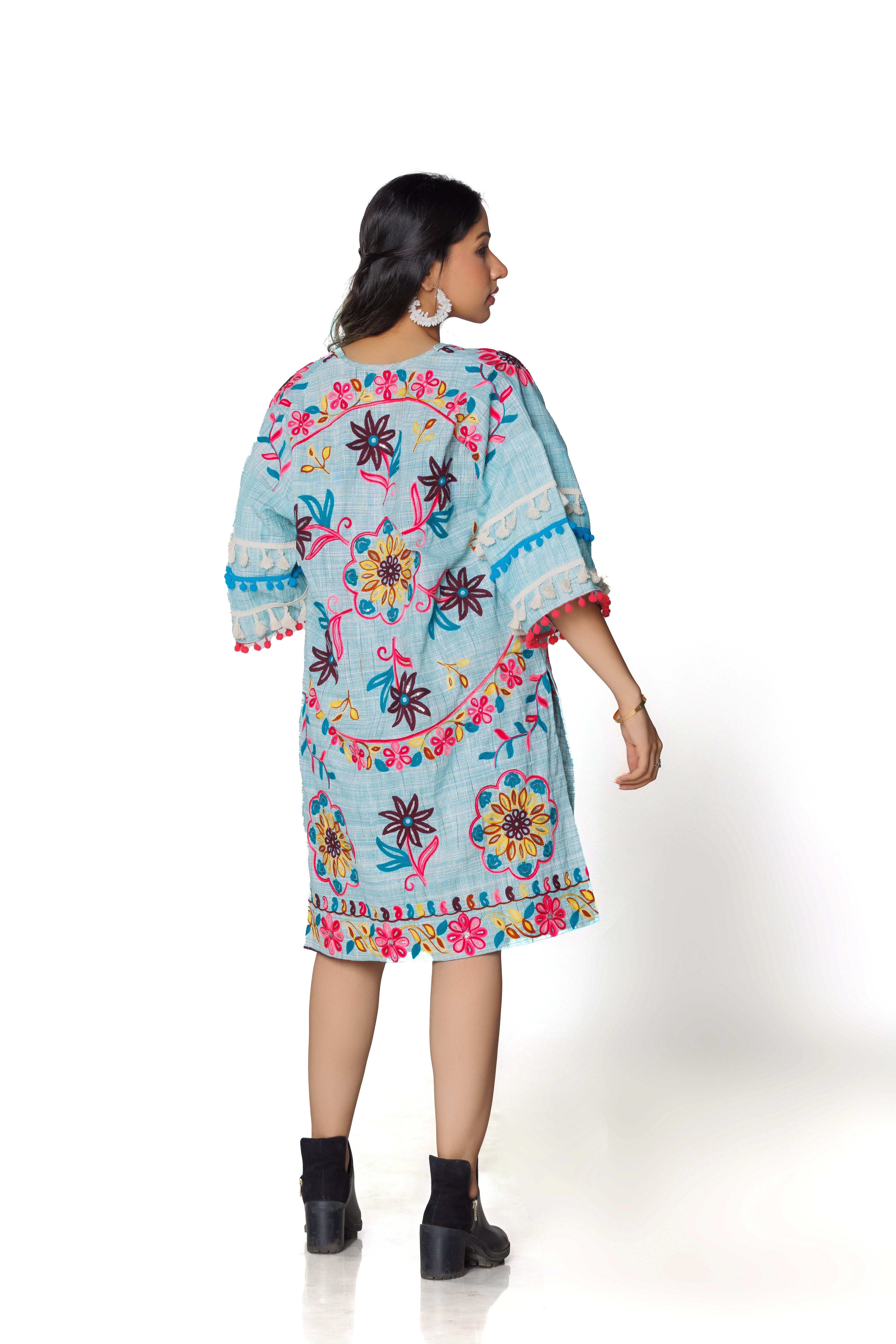Embroidered Linen Shrug