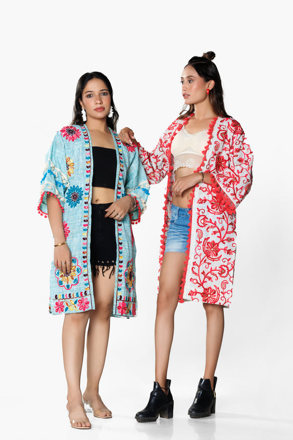 Embroidered Linen Shrug