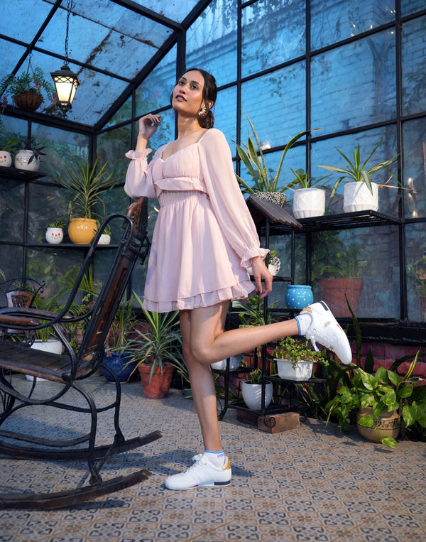 DUSTY PINK FLARE DESIGNER DRESS