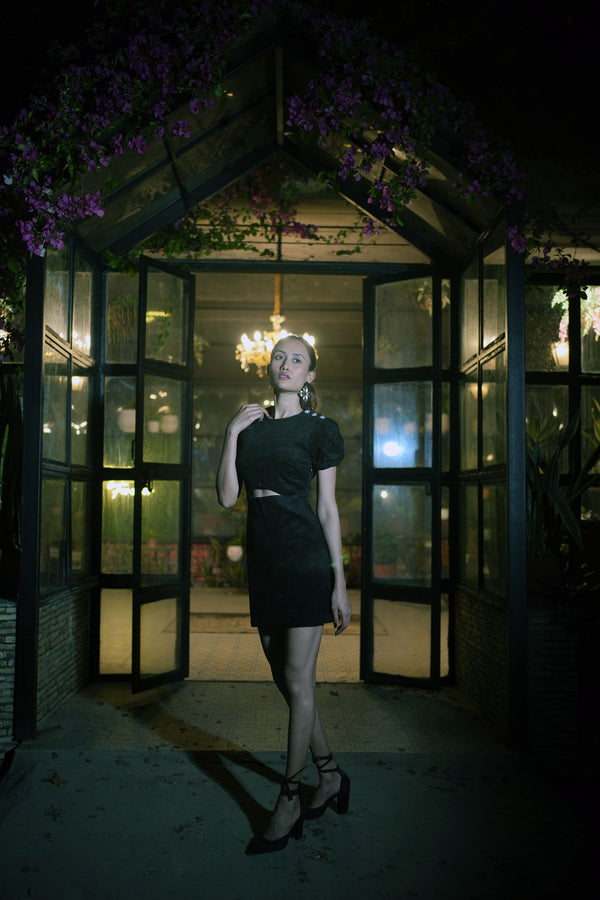 SATIN VELVET FORMAL DRESS