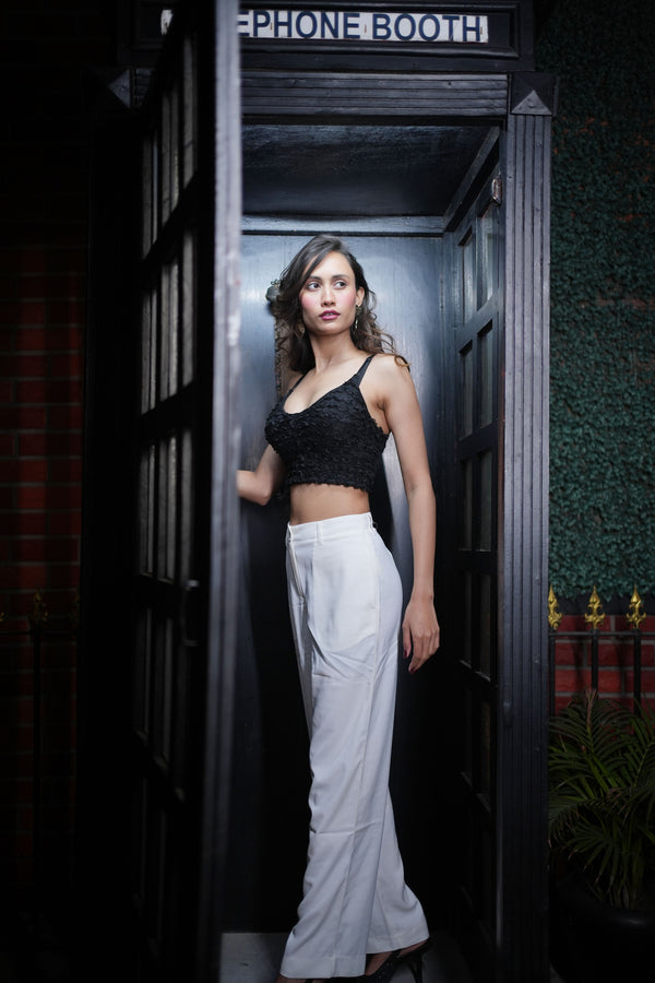 ONE SIDE DRAPE STYLE WIDE LEG PANTS