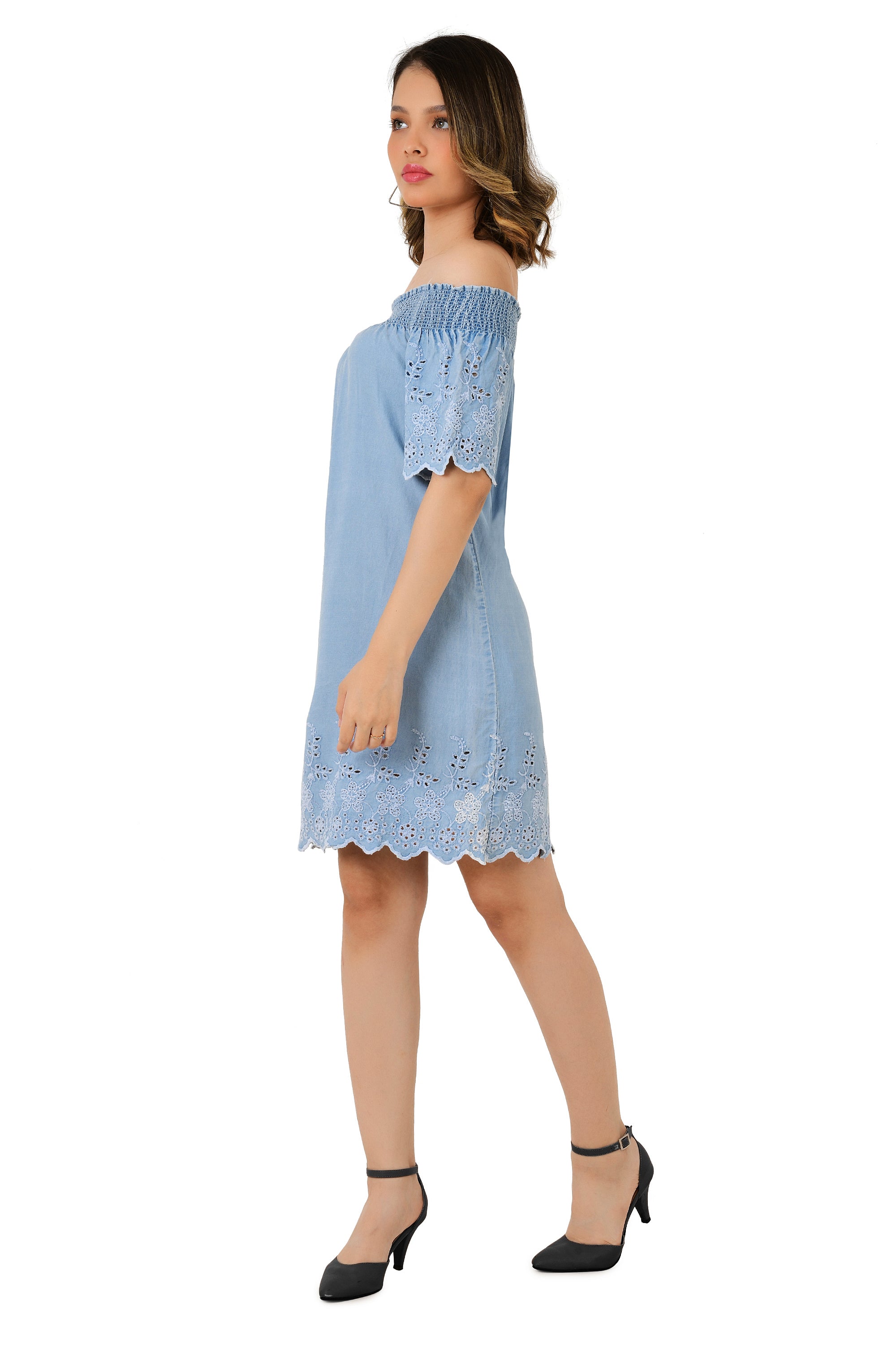 COTTON OFF SHOULDER DRESS