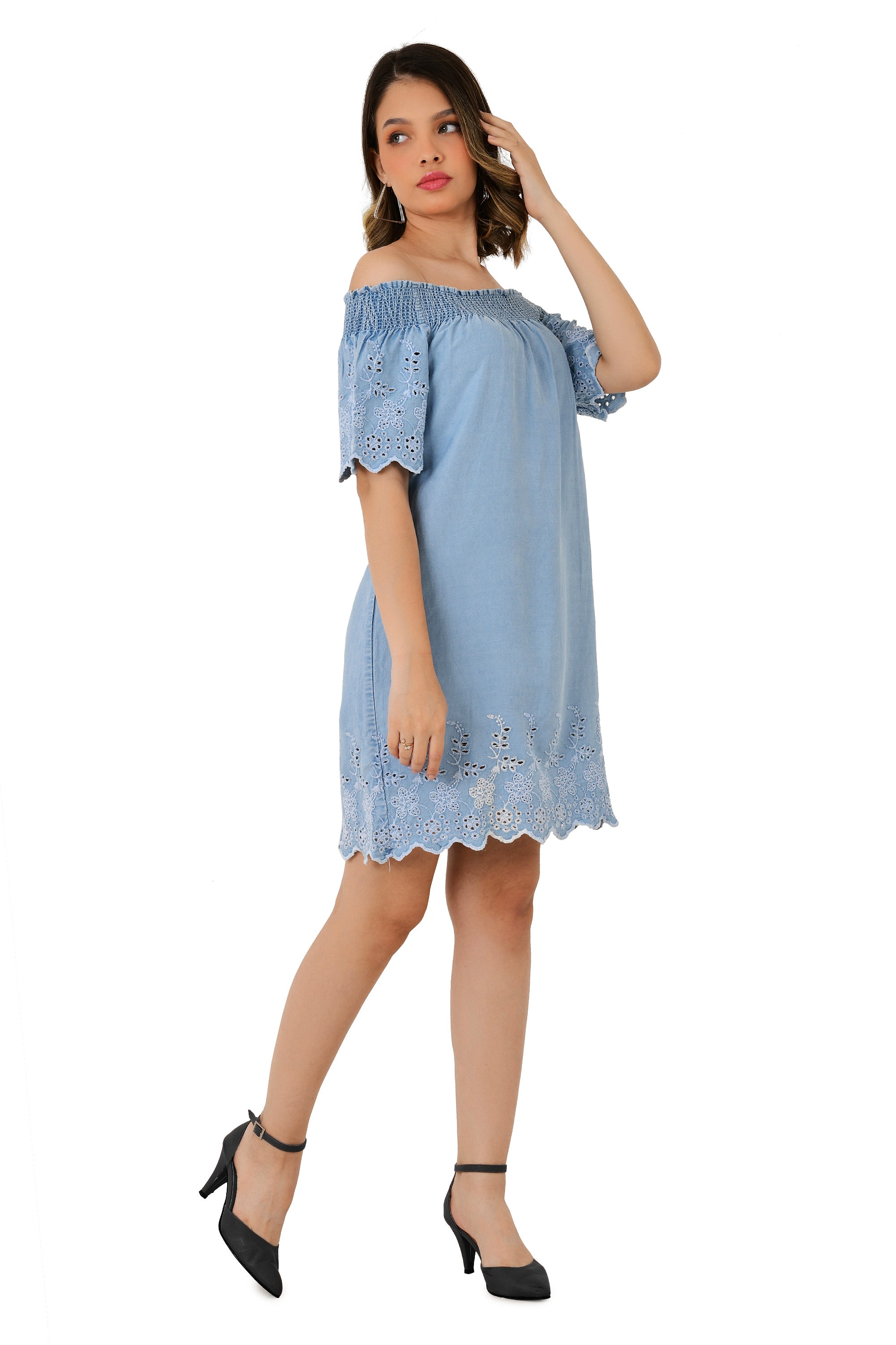 COTTON OFF SHOULDER DRESS
