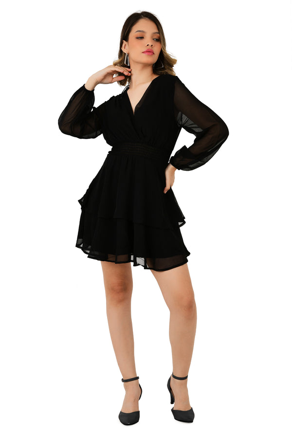 SOLID OLIVE FLARE DRESS