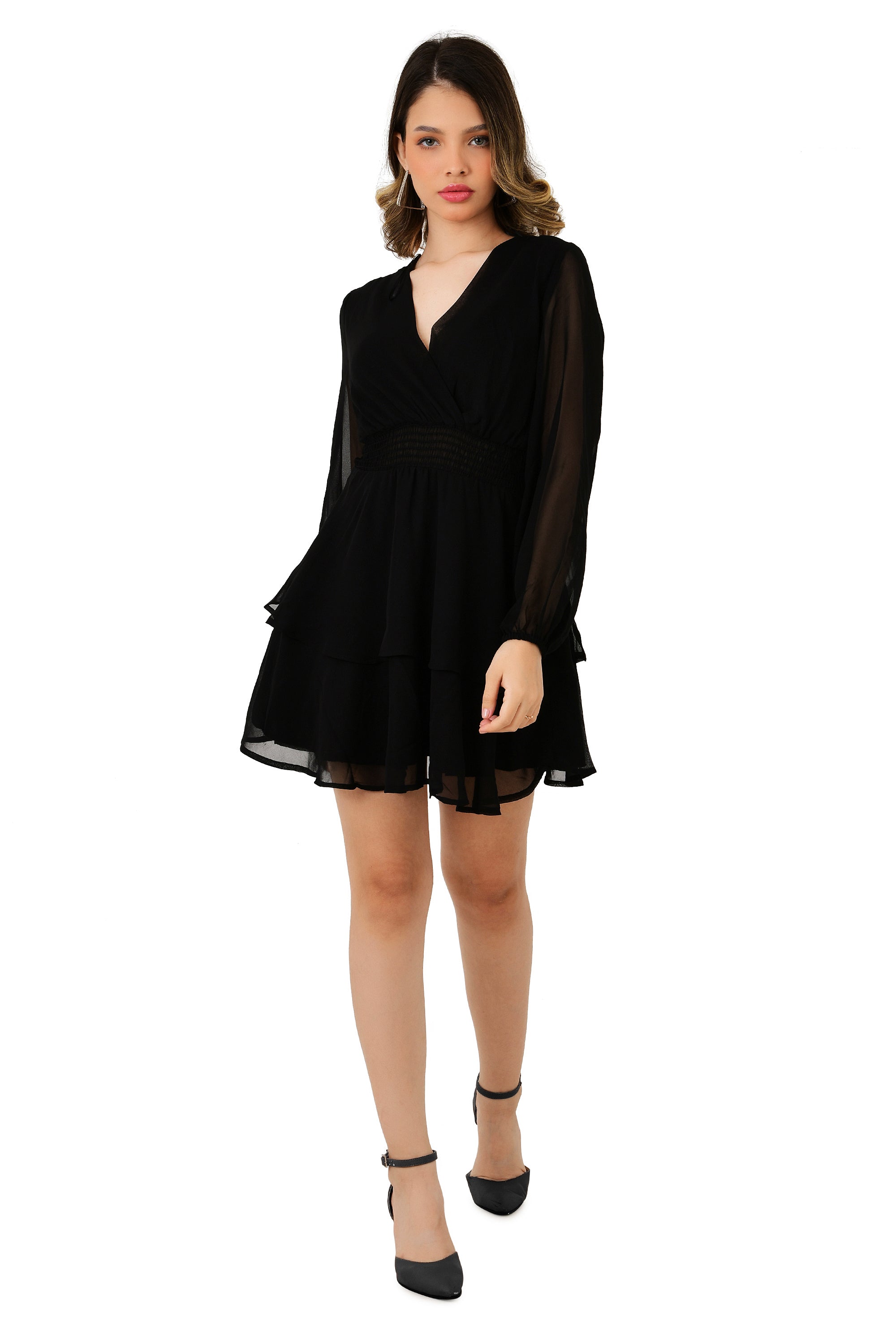 SOLID OLIVE FLARE DRESS