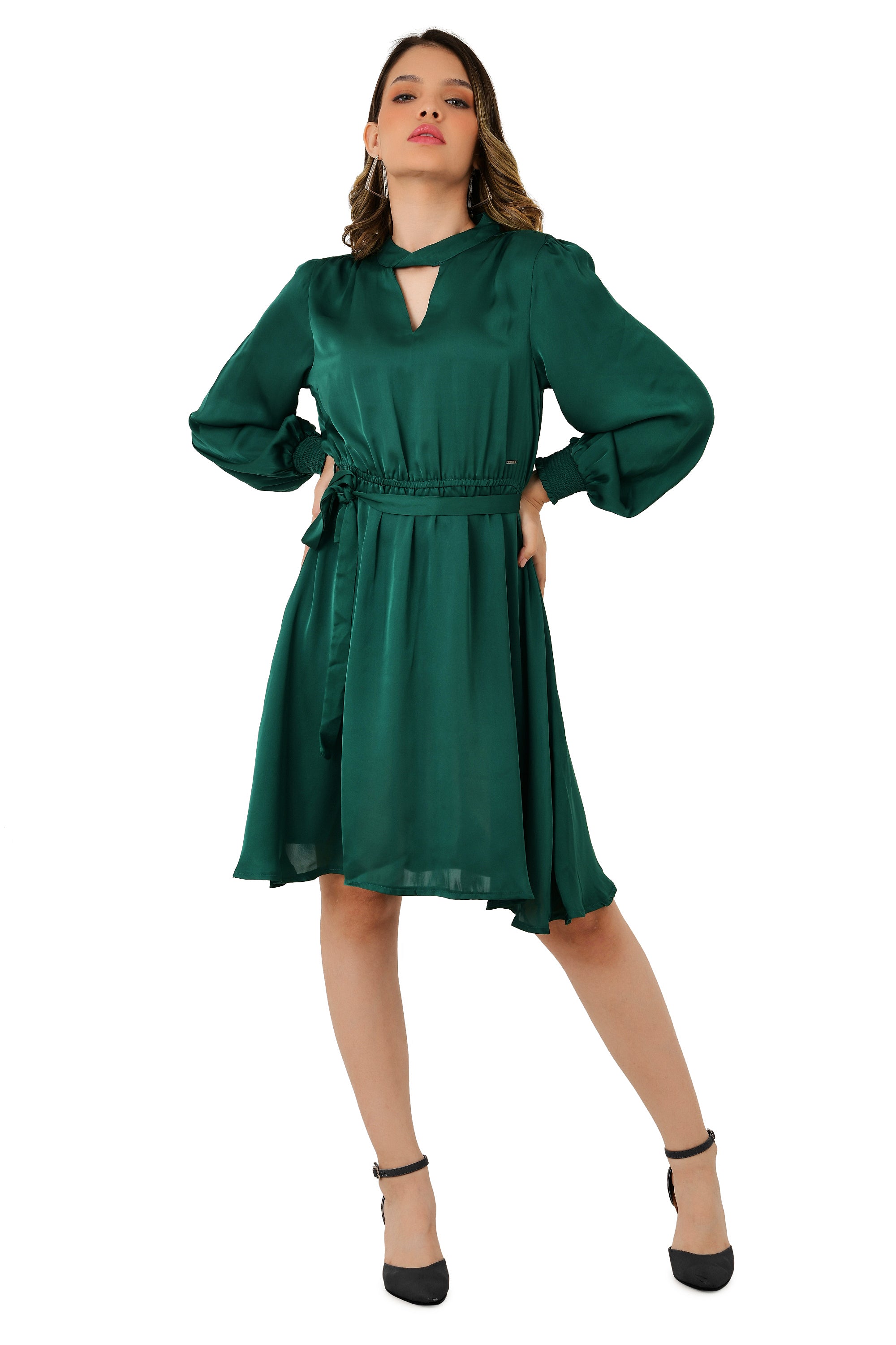 FLARE SATIN DRESS
