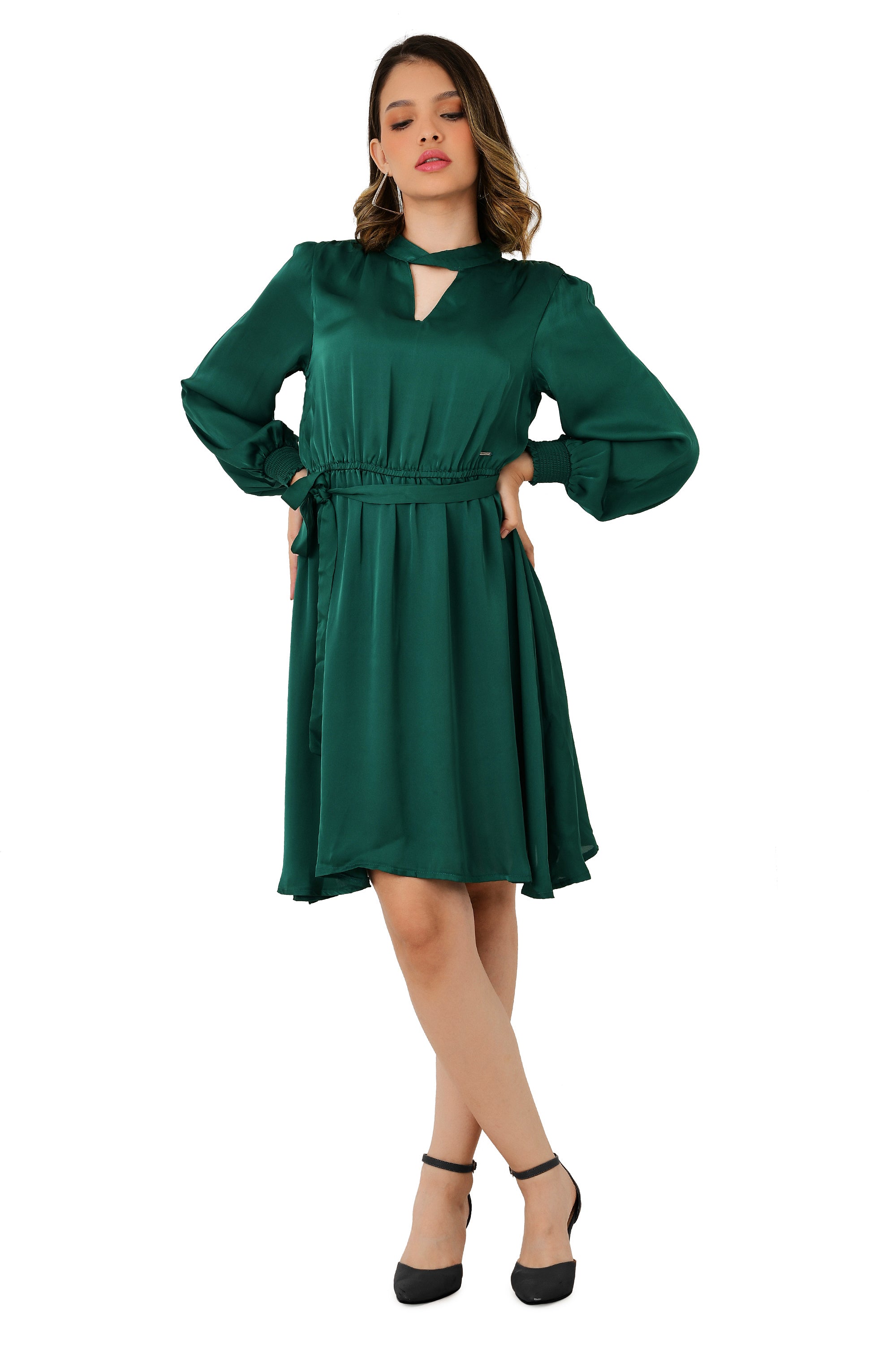 FLARE SATIN DRESS