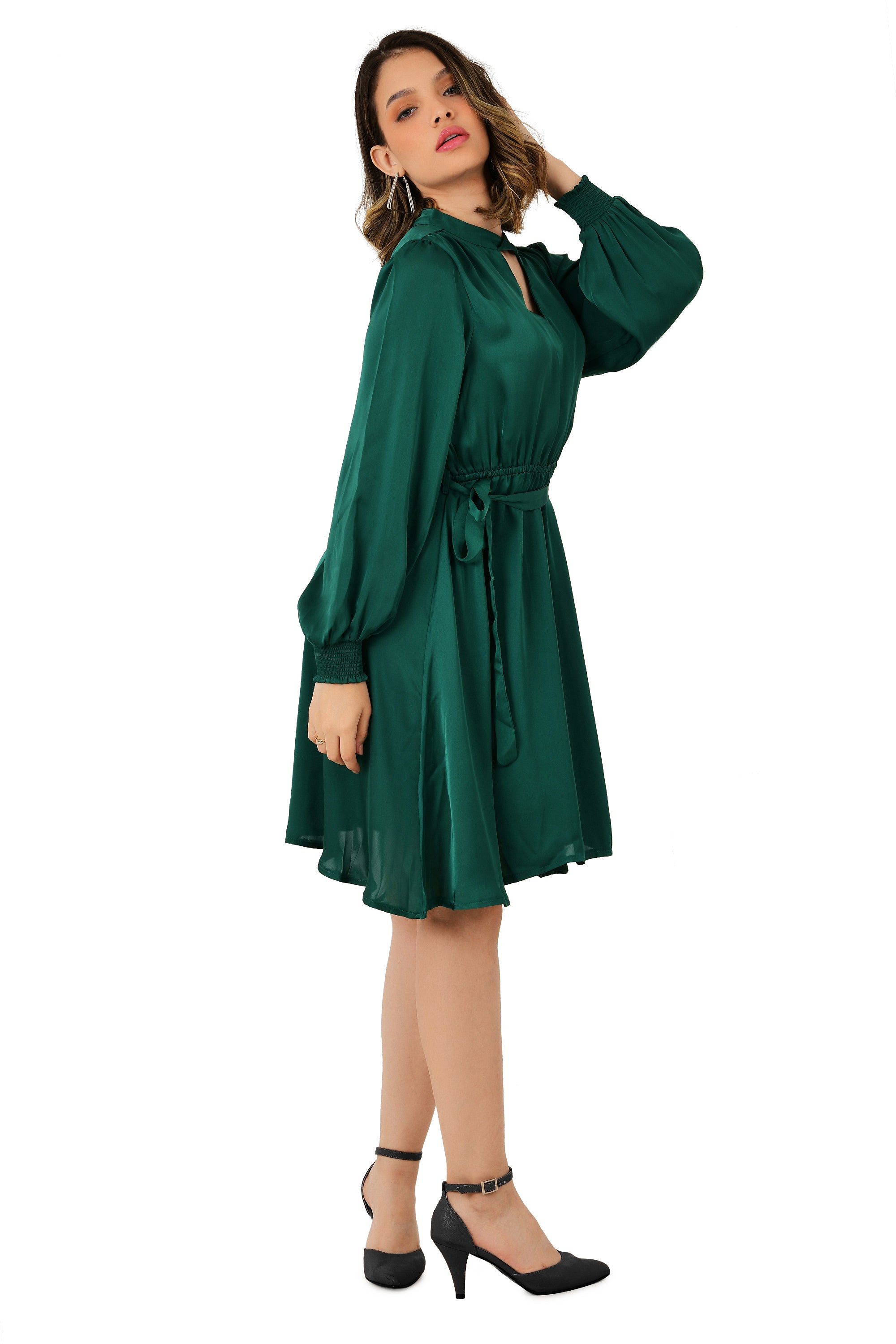 FLARE SATIN DRESS