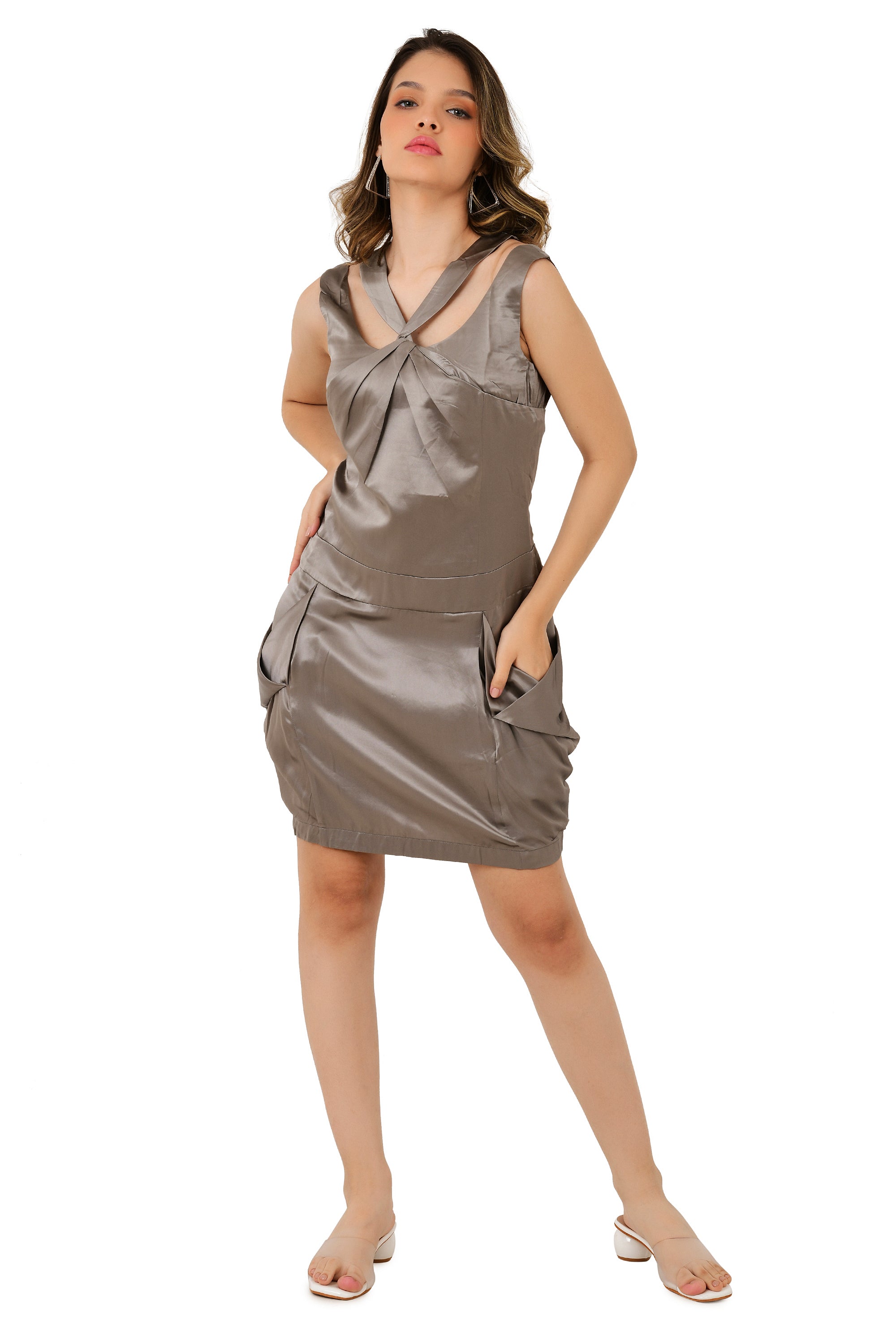 HALTER SATIN DRESS