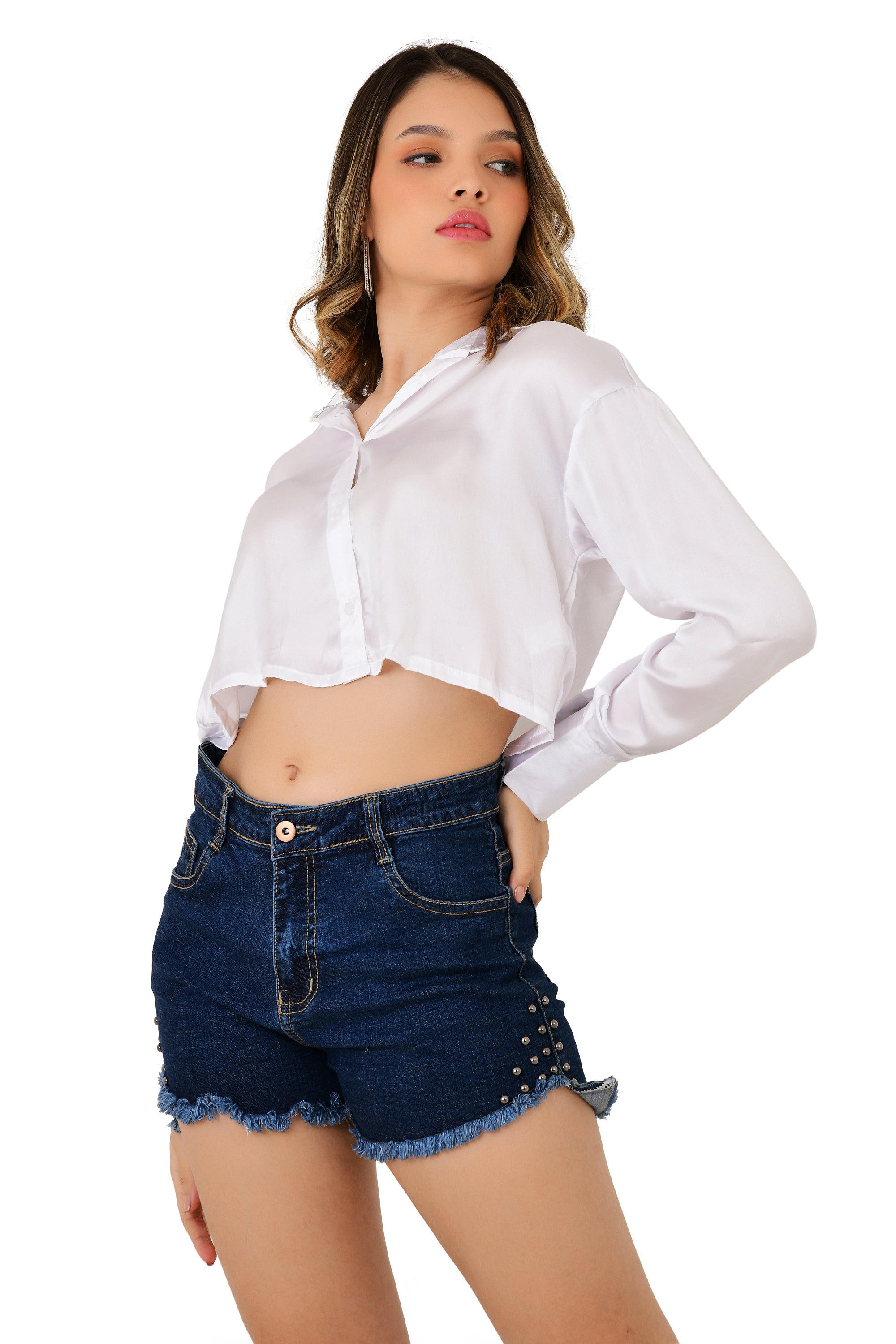 SATIN CROP SHIRT-TOP