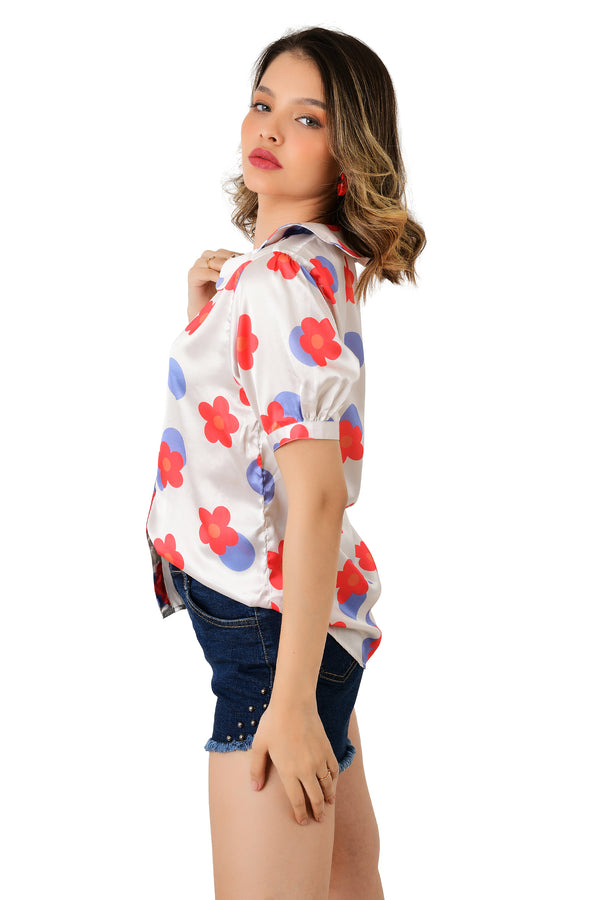 PRINTED SATIN SHIRT