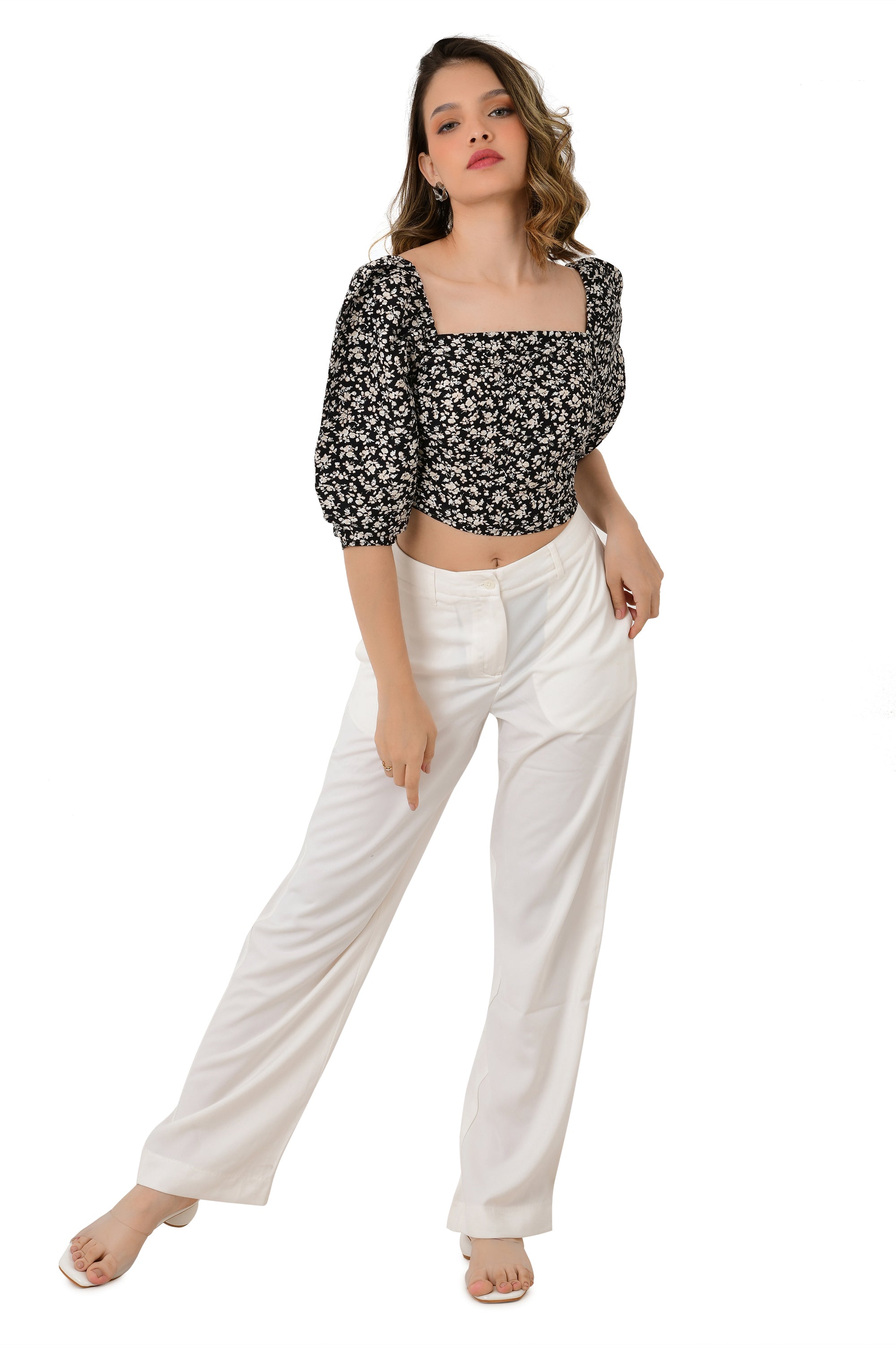 PRINTED BLACK COTTON TOP