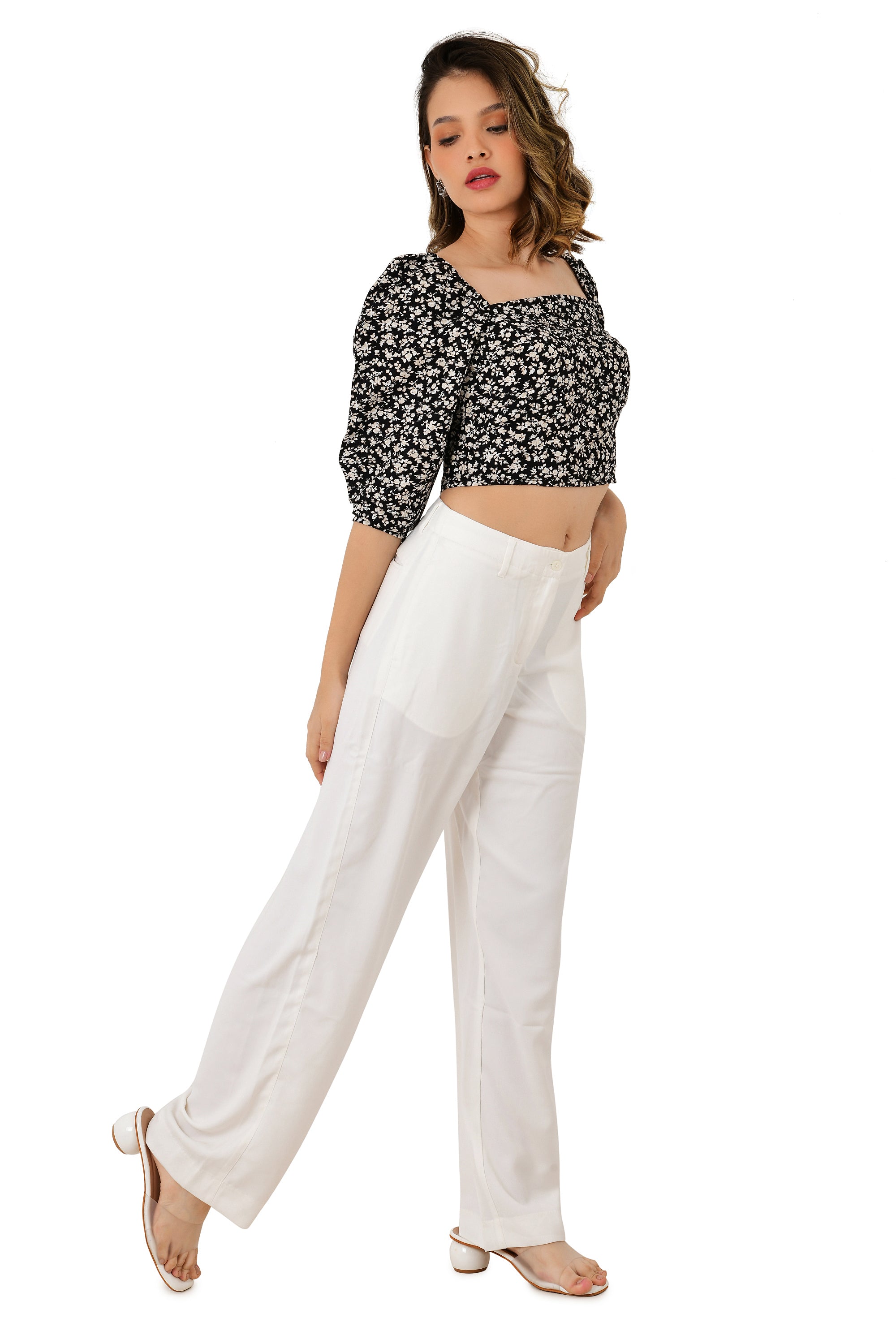 PRINTED BLACK COTTON TOP
