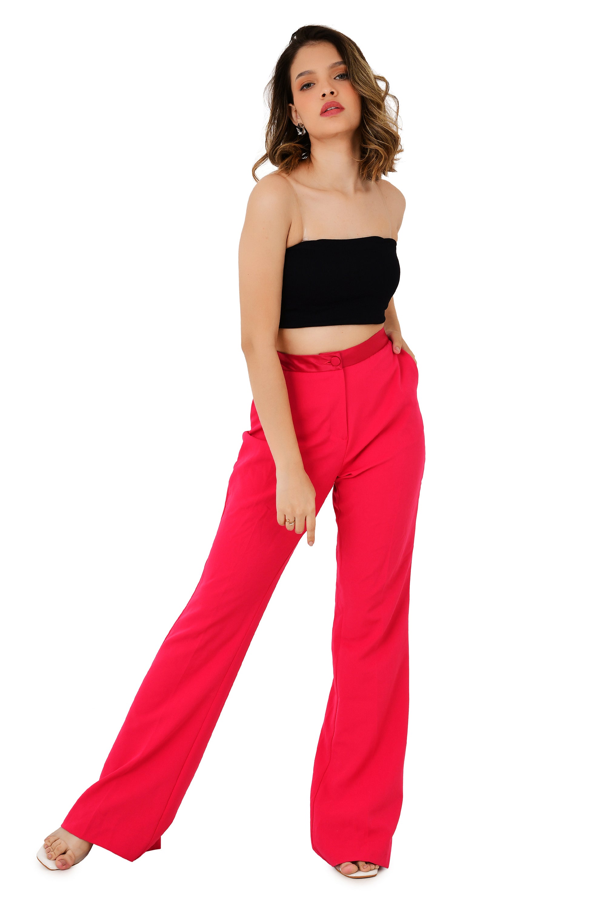 SATIN A-LINE TROUSER PANTS