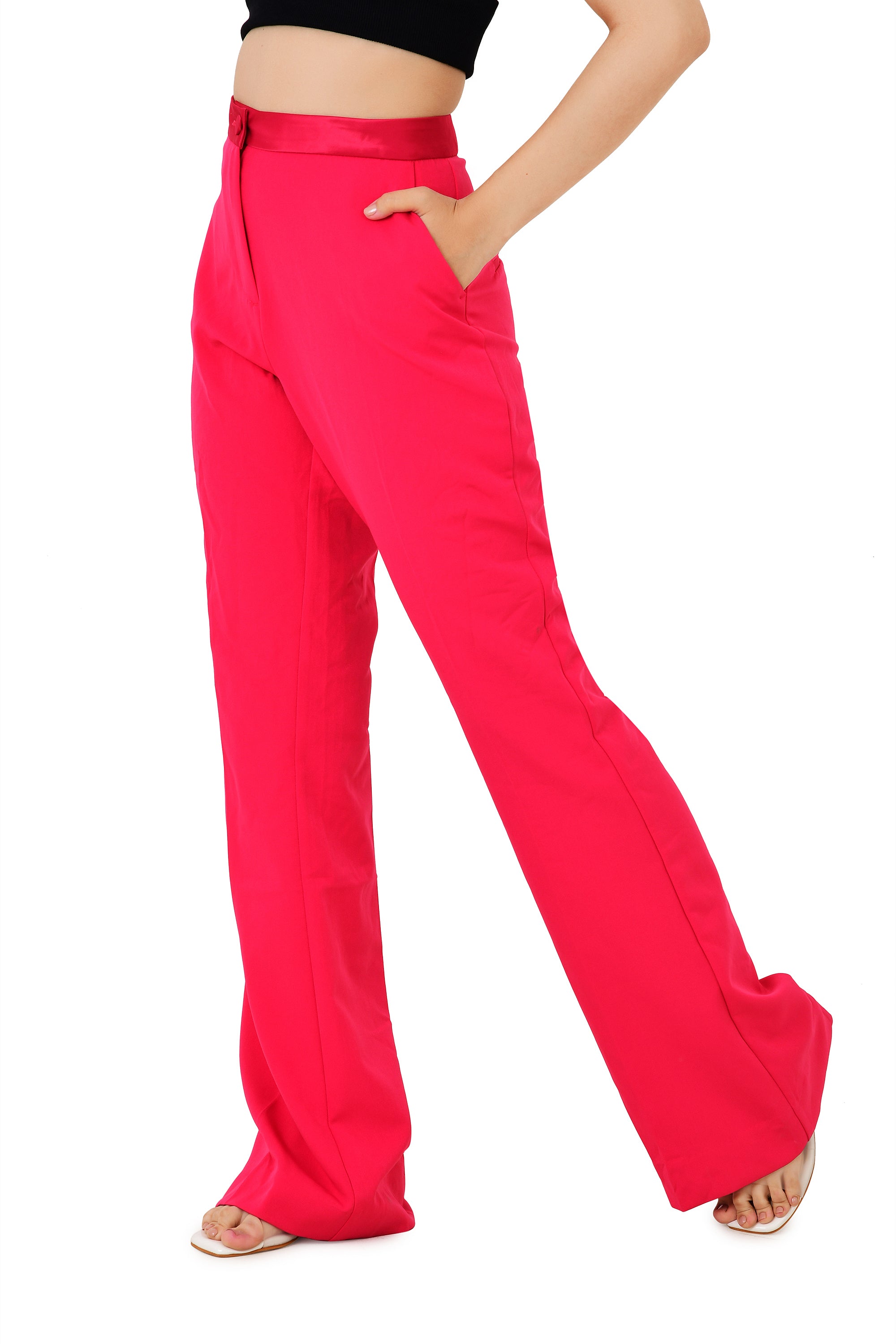 SATIN A-LINE TROUSER PANTS