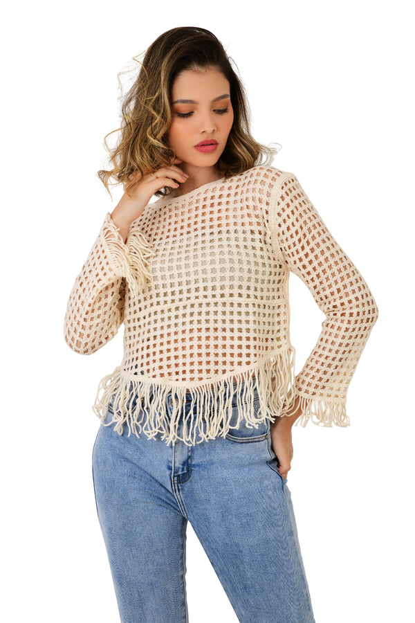 CROCHET OFF WHITE TOP