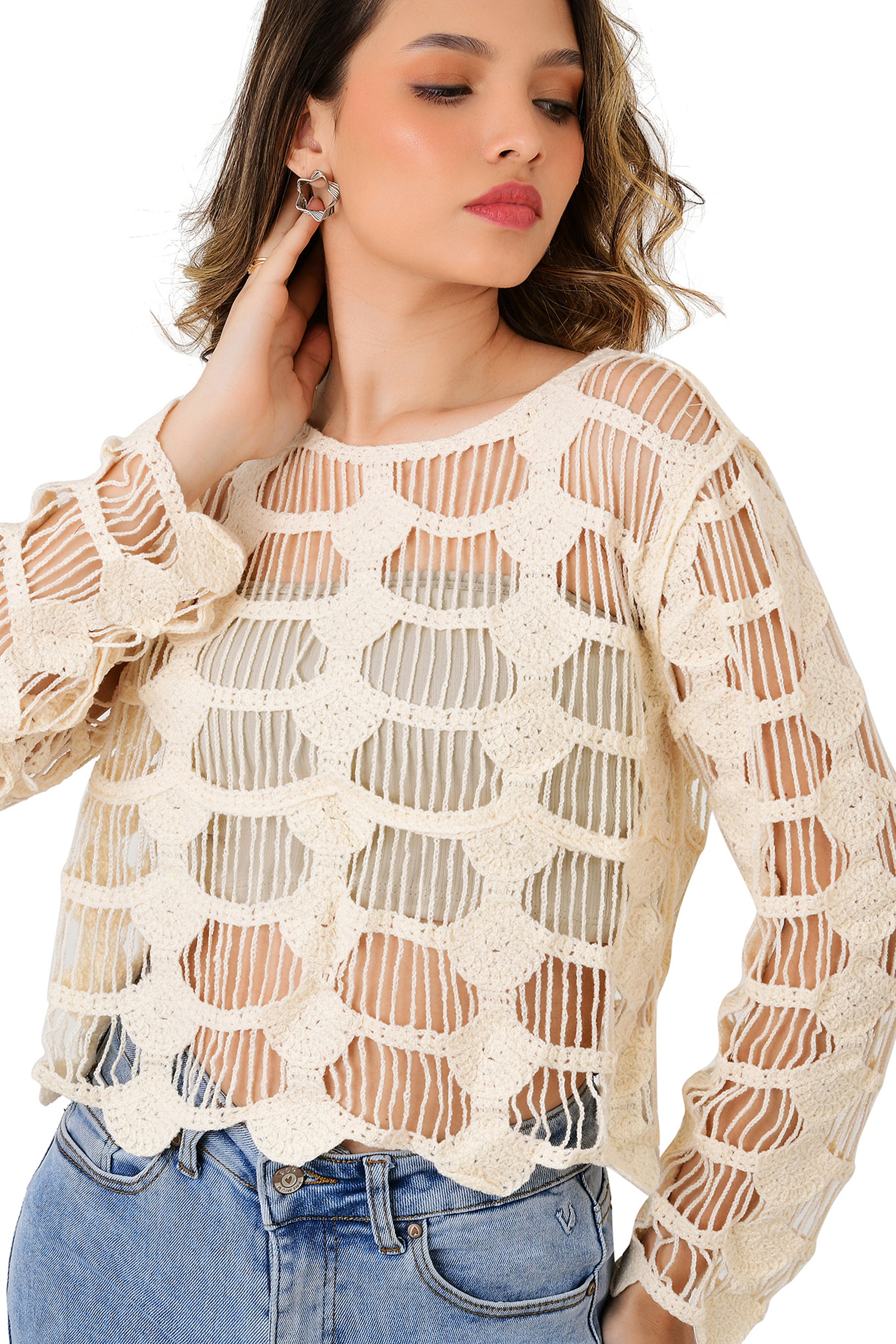 COTTON CROTCHET TOP