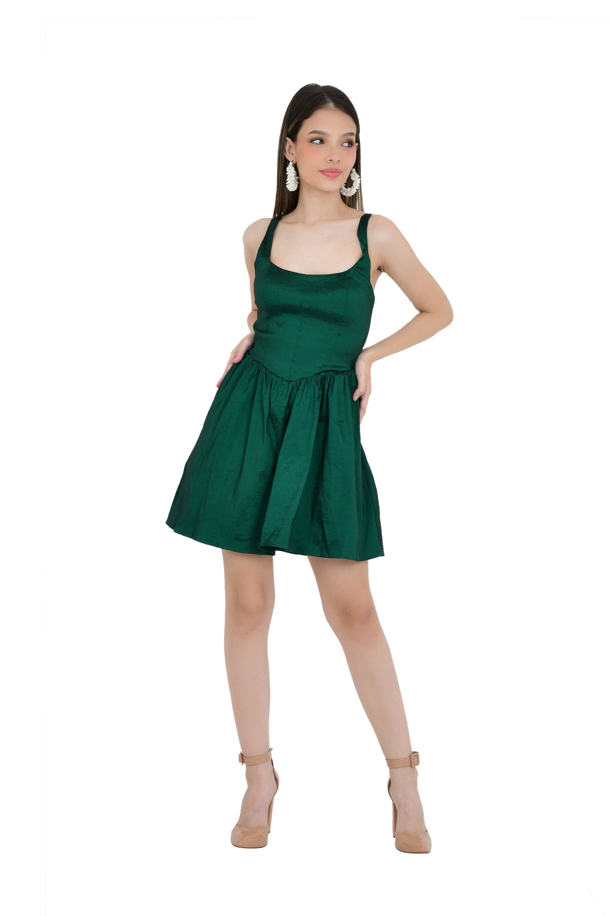 STRUCTURED YOKE STYLE A-LINE SHORT DRESS