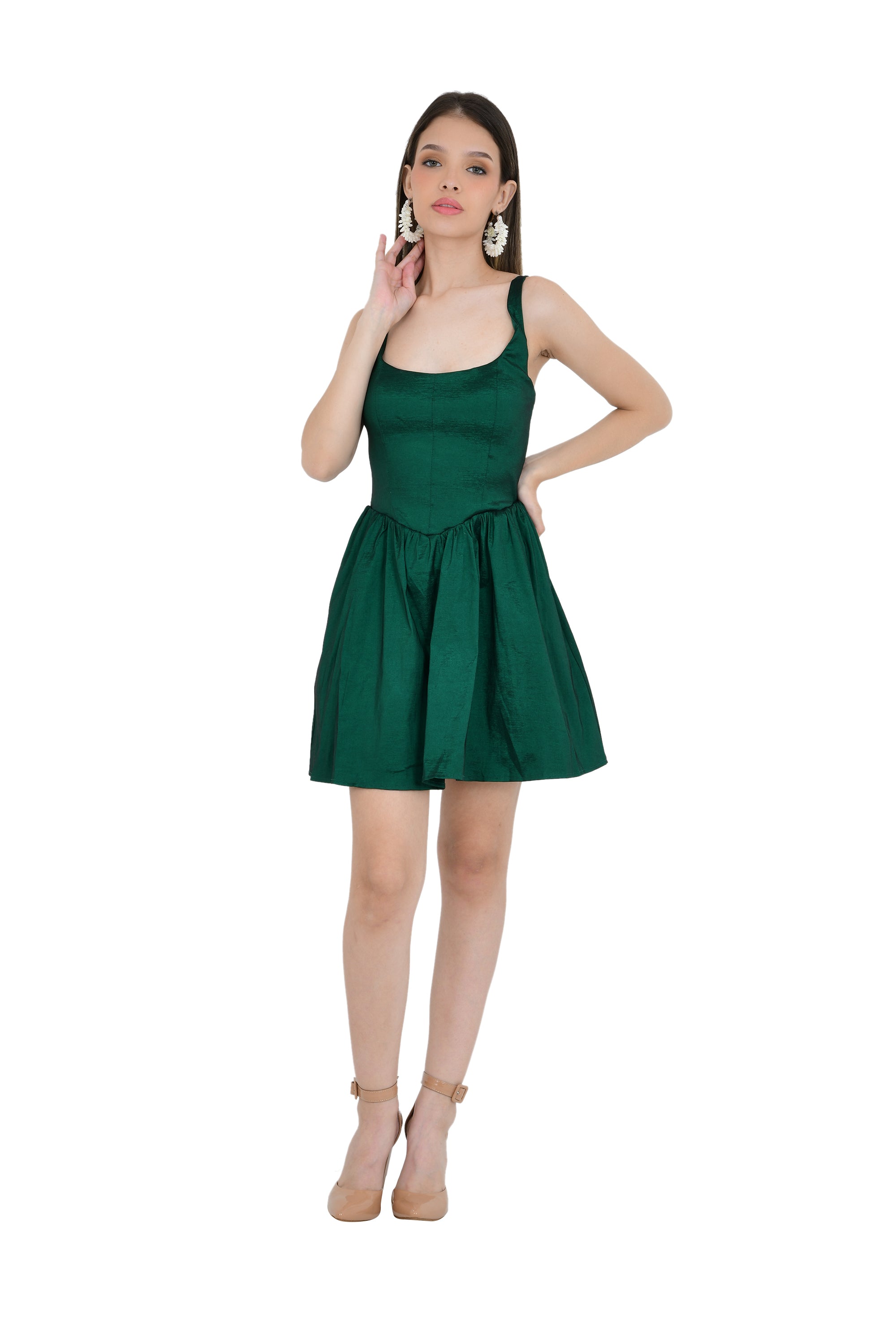STRUCTURED YOKE STYLE A-LINE SHORT DRESS