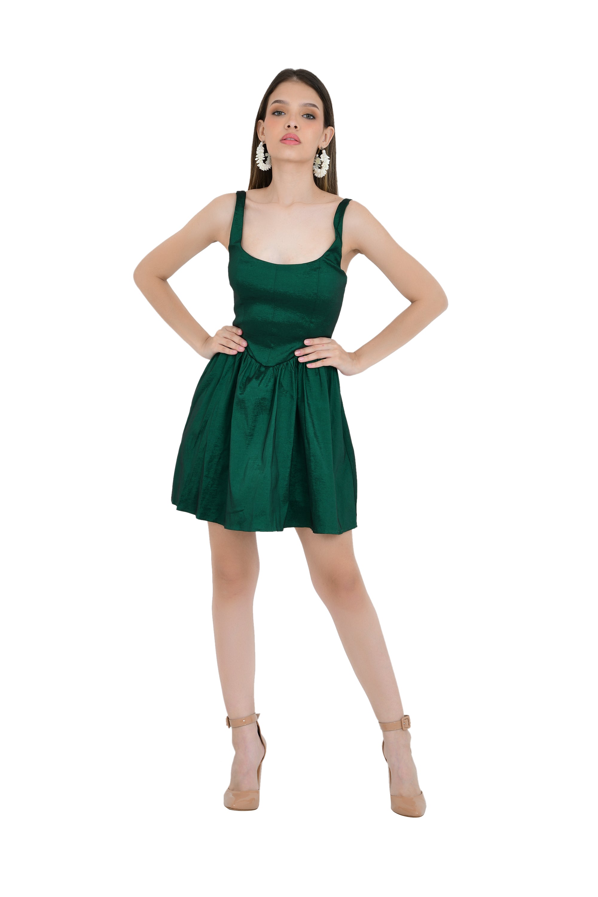 STRUCTURED YOKE STYLE A-LINE SHORT DRESS