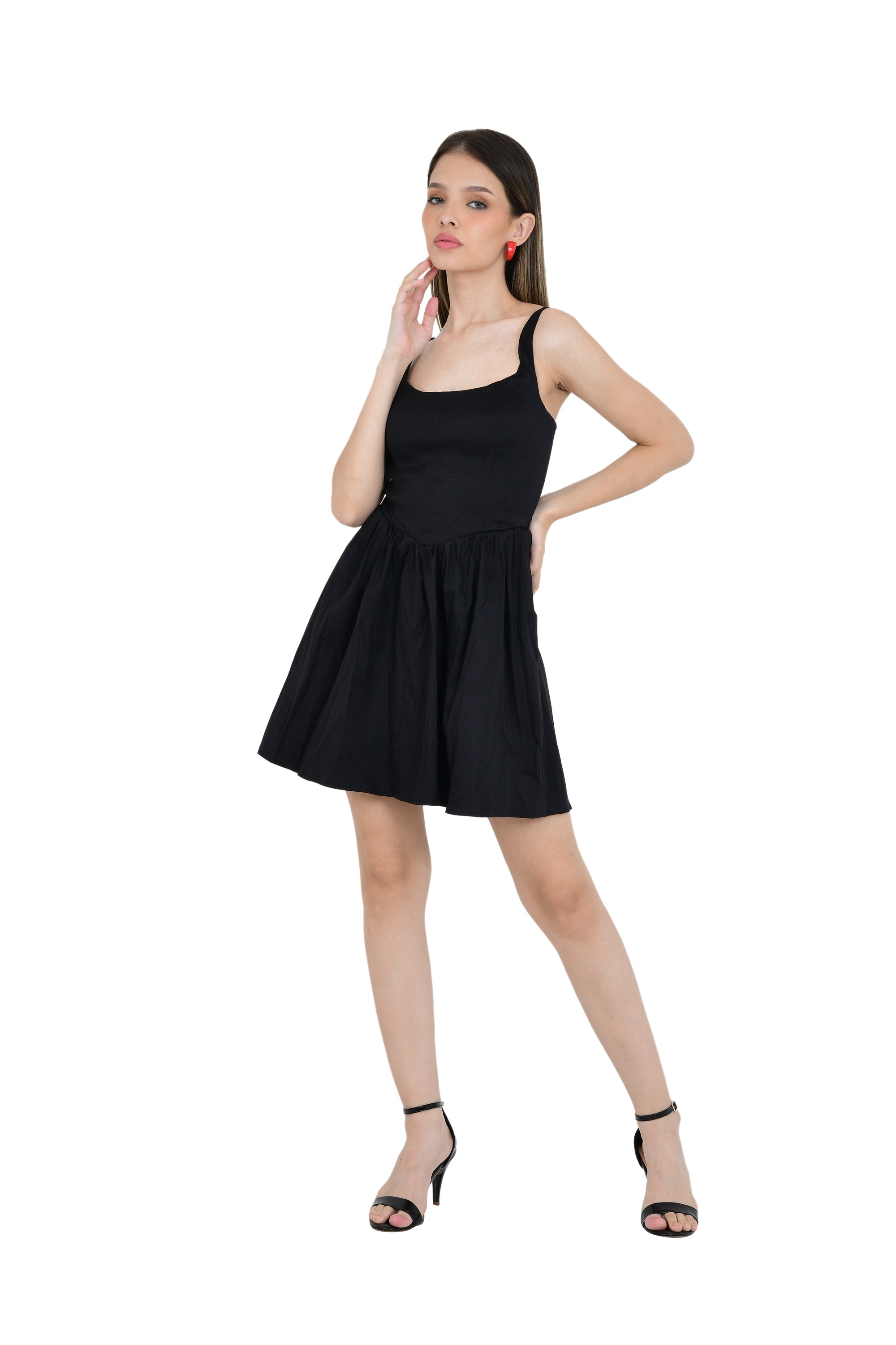 STRUCTURED YOKE STYLE A-LINE SHORT DRESS