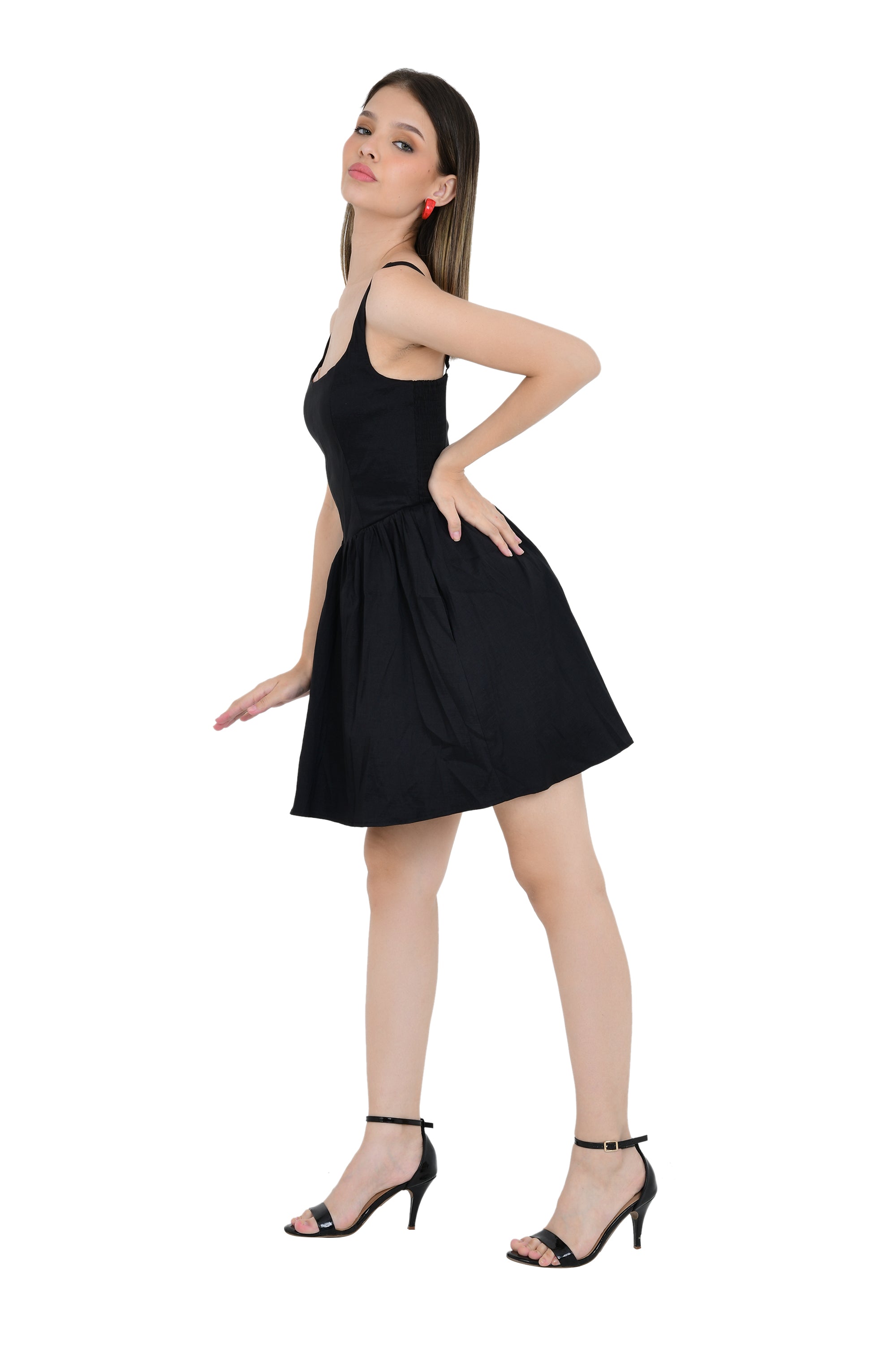 STRUCTURED YOKE STYLE A-LINE SHORT DRESS