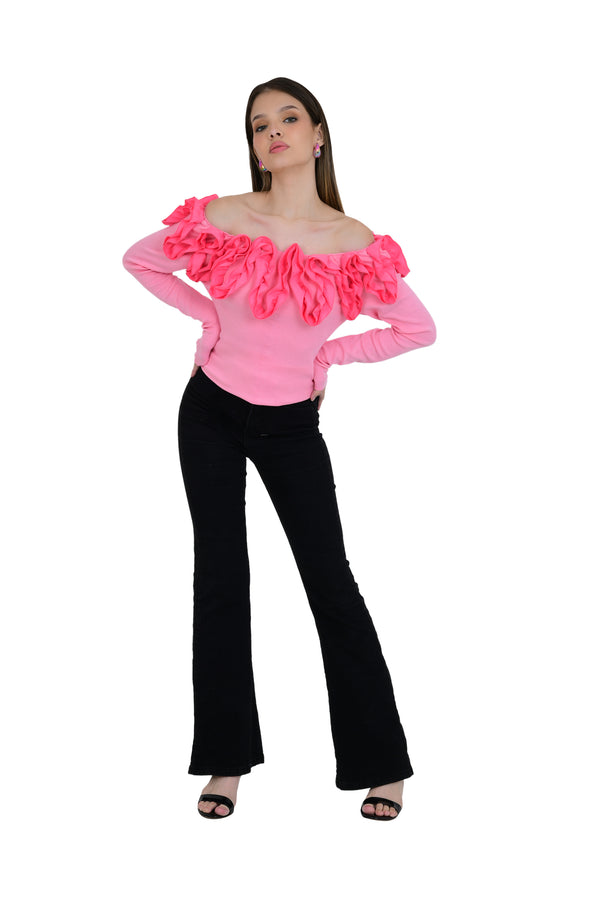 ROSE PATTERN OFF SHOULDER TOP