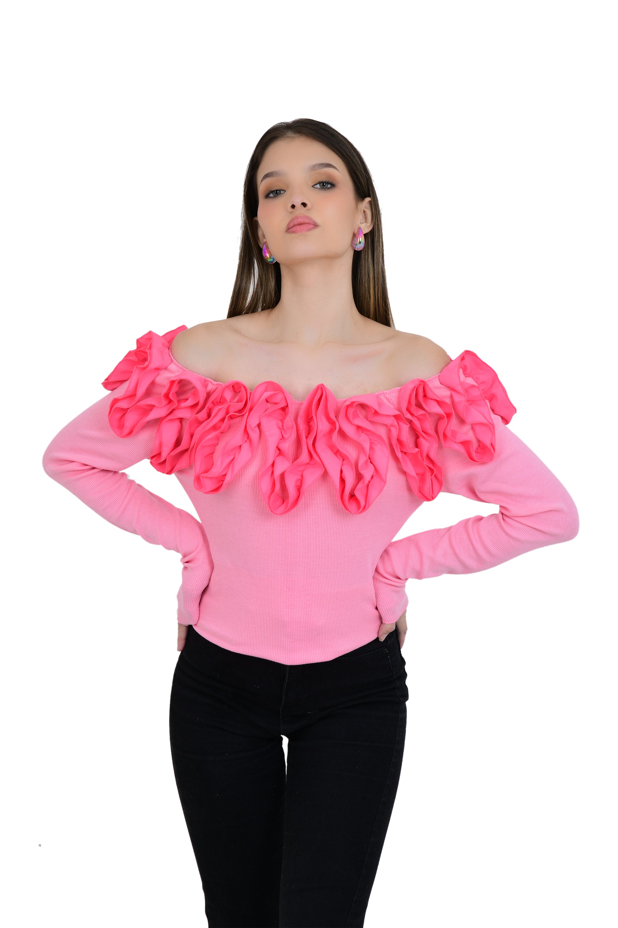ROSE PATTERN OFF SHOULDER TOP