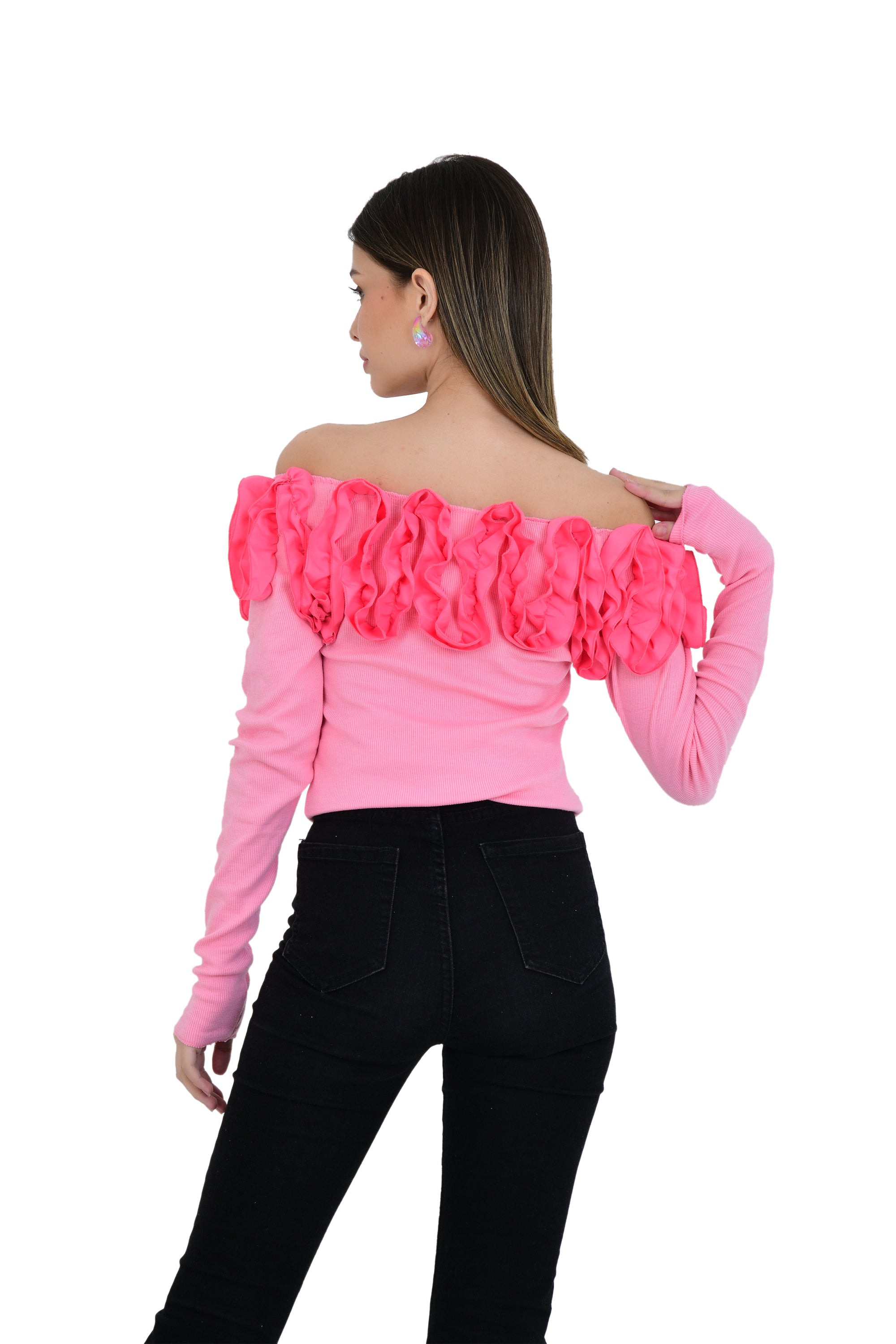 ROSE PATTERN OFF SHOULDER TOP