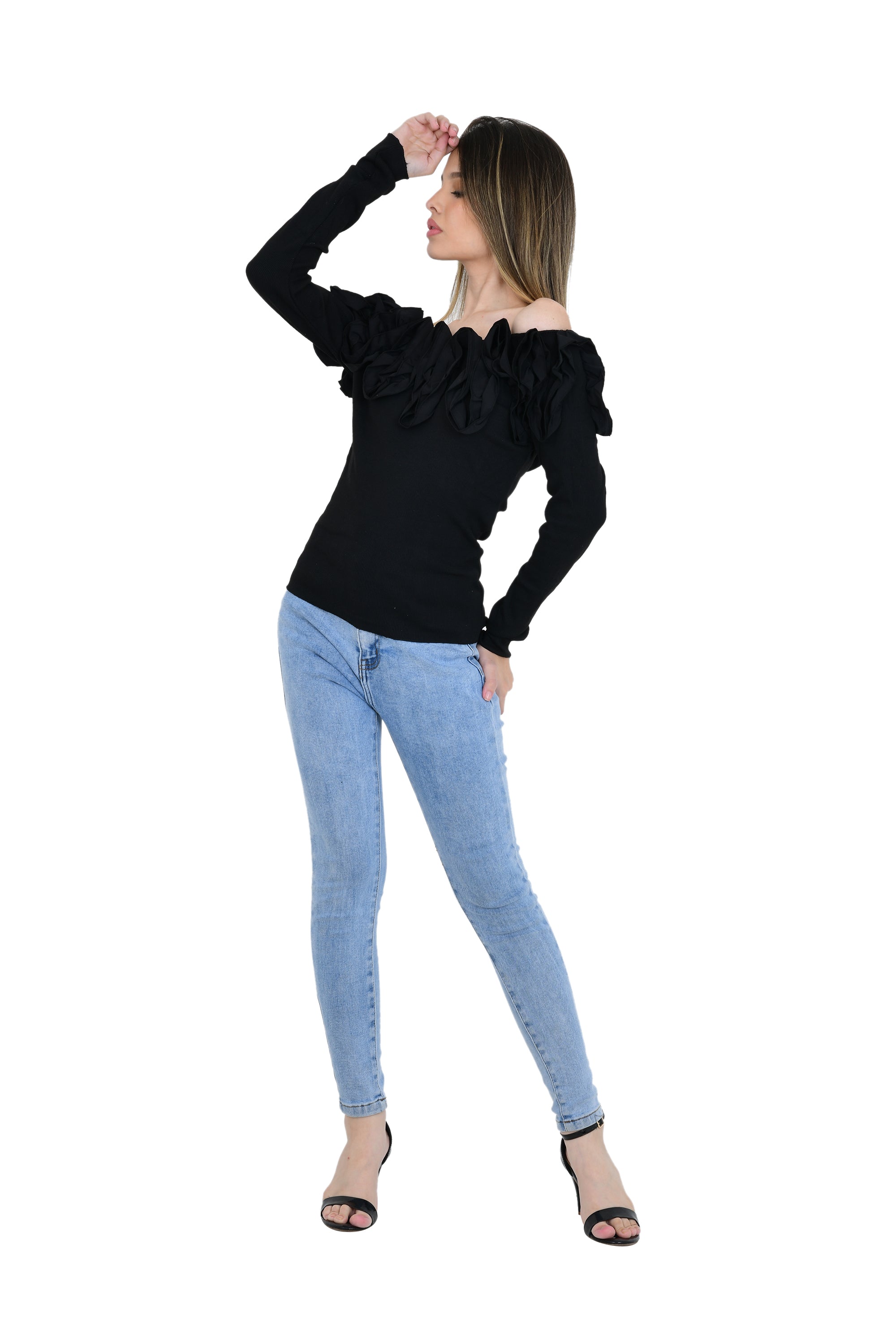 ROSE PATTERN OFF SHOULDER TOP