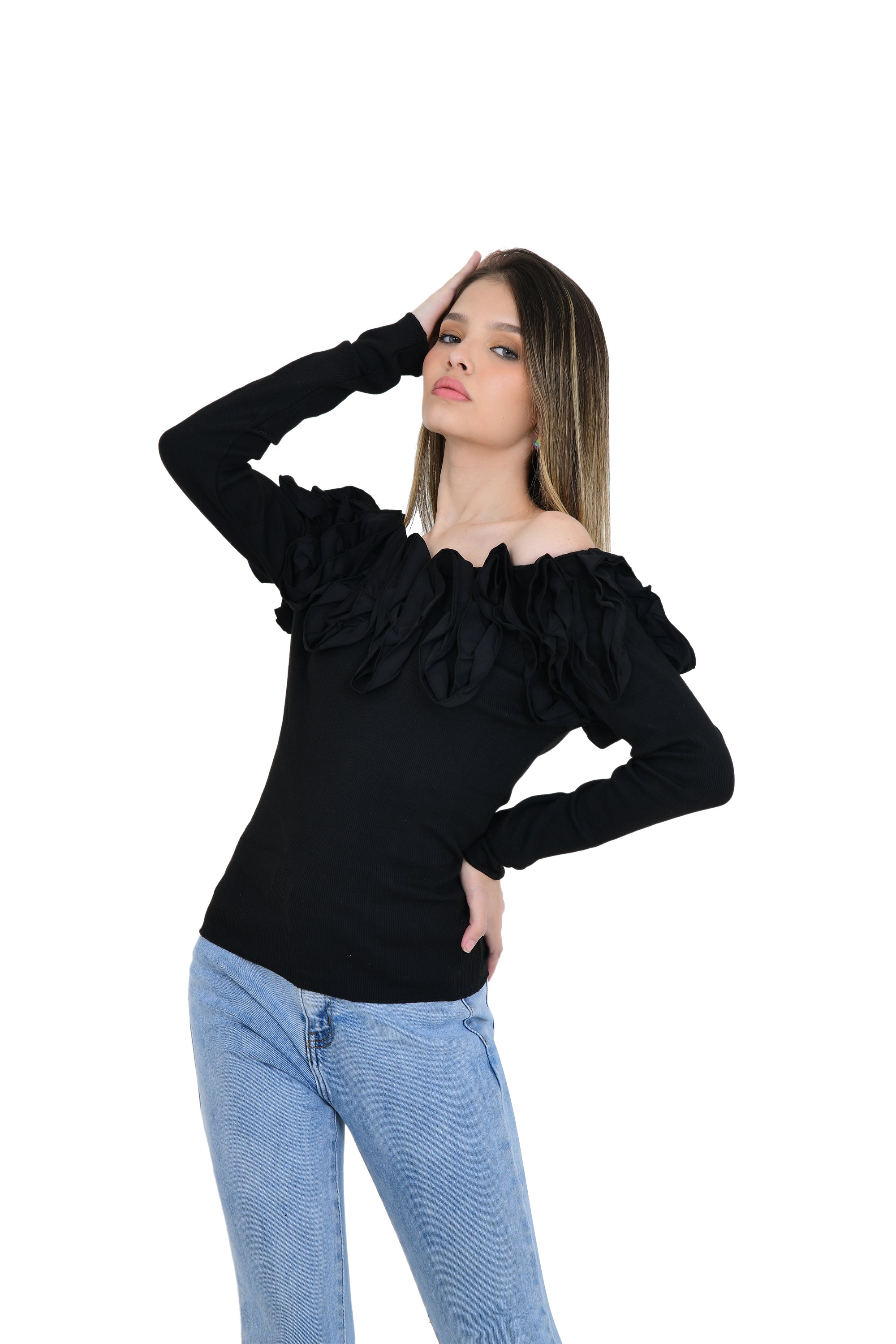 ROSE PATTERN OFF SHOULDER TOP