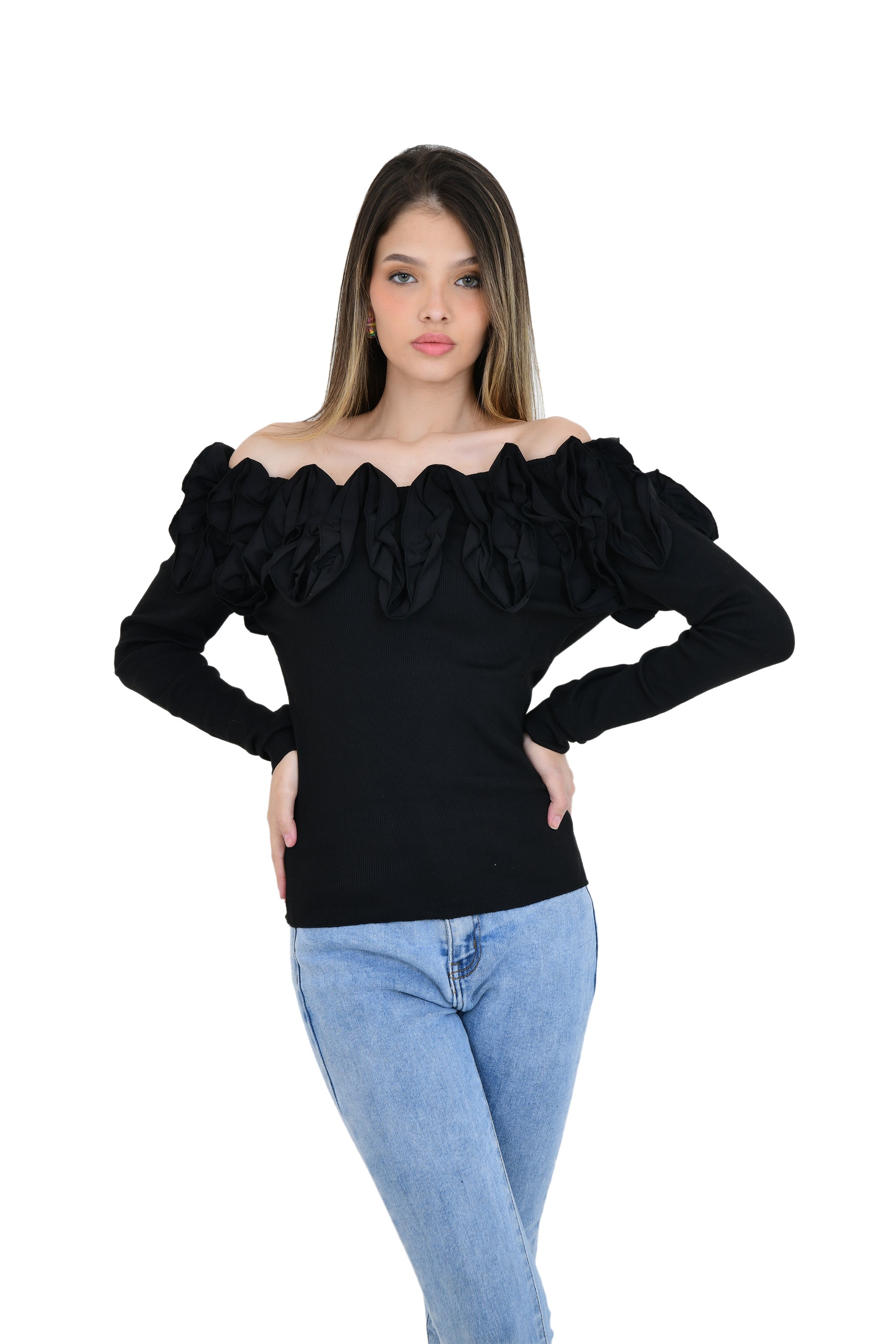 ROSE PATTERN OFF SHOULDER TOP