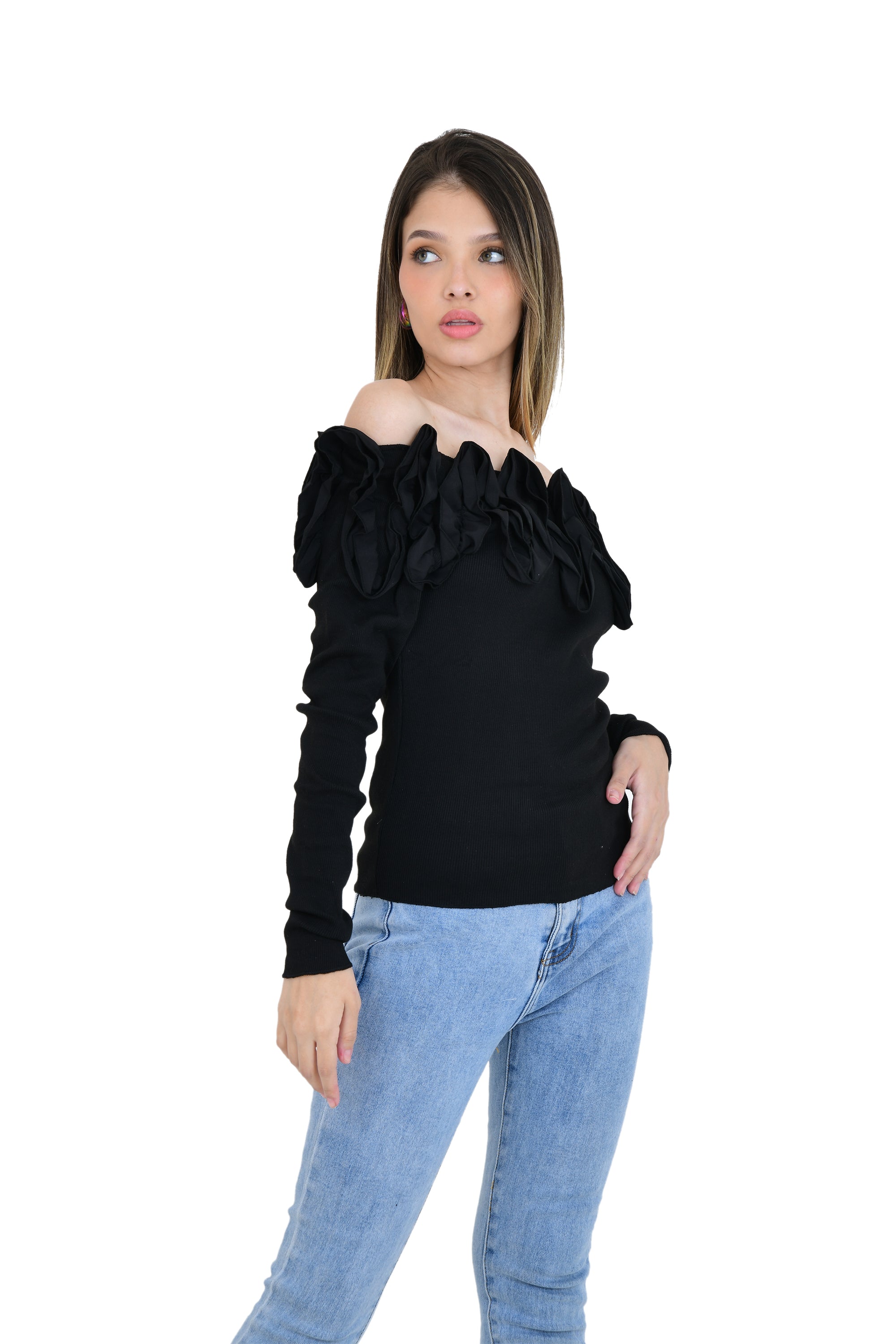 ROSE PATTERN OFF SHOULDER TOP