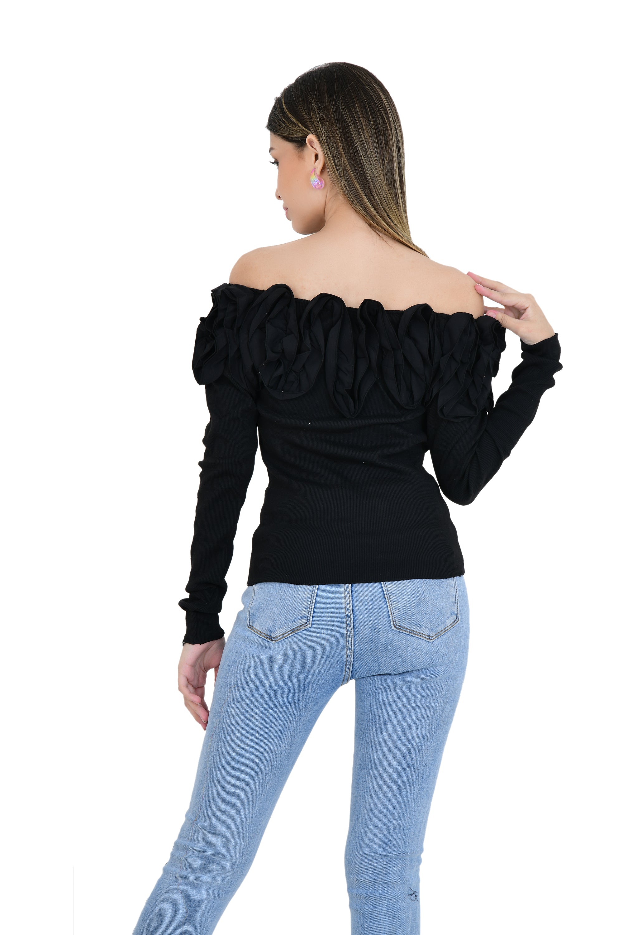 ROSE PATTERN OFF SHOULDER TOP