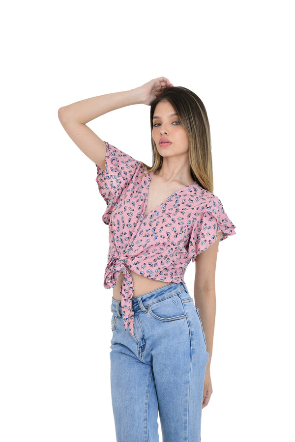 FRONT KNOT PRINTED TOP